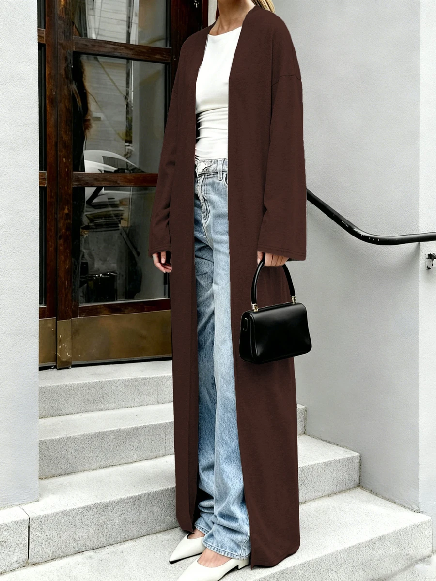 Áo khoác cardigan dài tay màu xám, chất liệu dệt kim gân, dáng rộng thoải mái, tay dài, có thể giặt máy, là món đồ chuyển mùa được các ngôi sao và người nổi tiếng yêu thích, phù hợp cho công sở, thường ngày và các bữa tiệc Ngày Valentine | Thích hợp cho ngày làm việc, cuối tuần và các sự kiện ngày lễ | Bộ sưu tập Xuân/Hè 2026