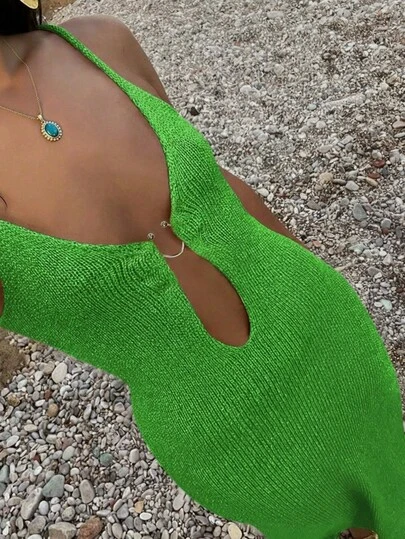 优雅女士时尚低胸修身针织连衣裙，沙滩罩衫，纯色性感时尚春夏连衣裙，海滩度假装，秋季连衣裙，秋冬长款派对连衣裙，适合圣诞节、感恩节和新年等场合