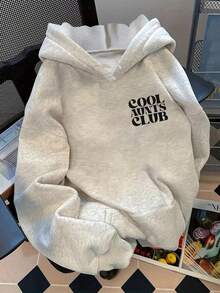 Áo hoodie nỉ cỡ lớn mùa thu COOL AUNTS CLUB, Áo nỉ chui đầu dài tay thường ngày cho nữ trở lại trường - Màu Xám nhạt - Xem 2