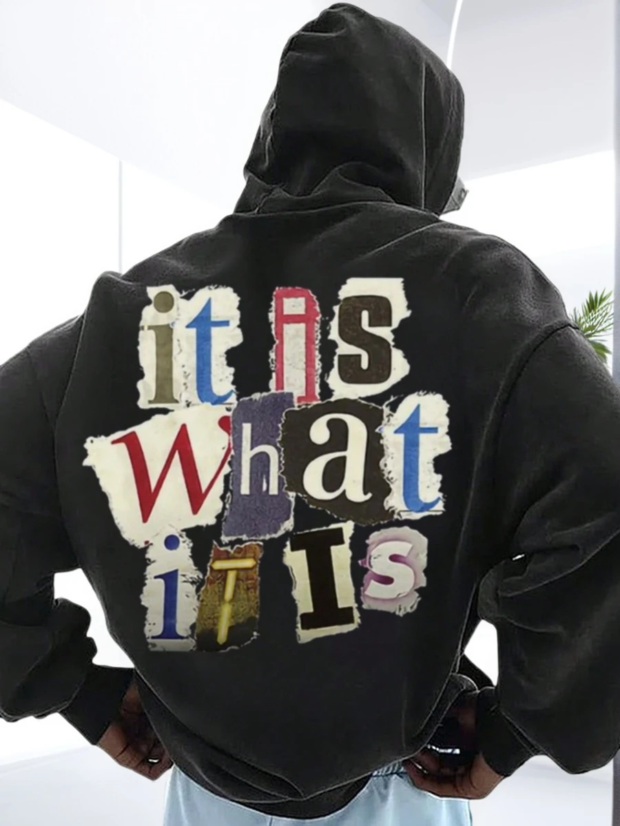 Men's Autumn/Winter Brand Funny Collage Letter Patchwork Hoodie Sweatshirt | Perfect Combination Of Fashion And Function