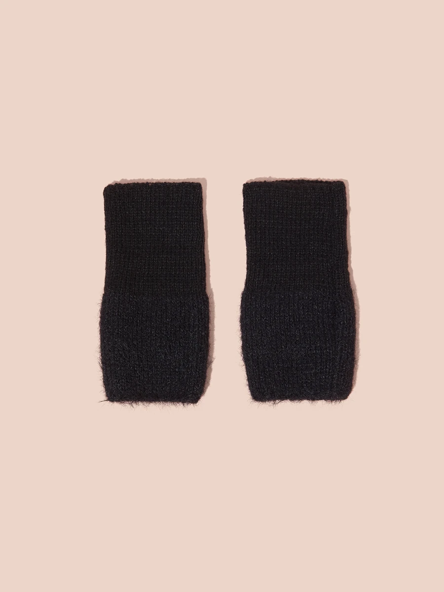 Hatastic 女士半指手套，加厚保暖露指针织手套，适合秋冬季节，防寒防写字，圣诞礼物 - A - 查看 1