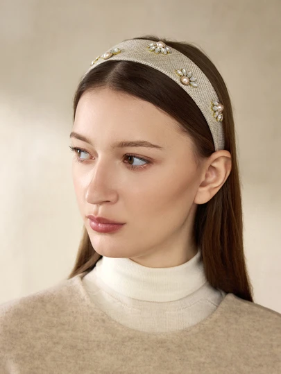 Clariva 仿珍珠装饰发箍，优雅发带，发箍头饰，圣诞礼物