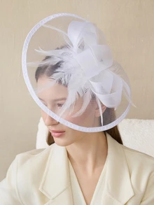 Clariva 1 pieza Sombreros fascinantes para mujer, sombreros elegantes para fiestas de té estilo años 50 Kentucky Derby, clip para el cabello con plumas para novia, boda, fiesta, velo de pajarera, diadema con flor, estilo años 20, sombrero fedora, boina, sombreros de los años 50, sombreros de iglesia con velo negro para funeral, vestidos de los años 40, sombreros tipo pillbox, accesorios Lolita para mujer y niña, regalo de cumpleaños, Día de la Madre, Navidad - Blanco - Ver 5