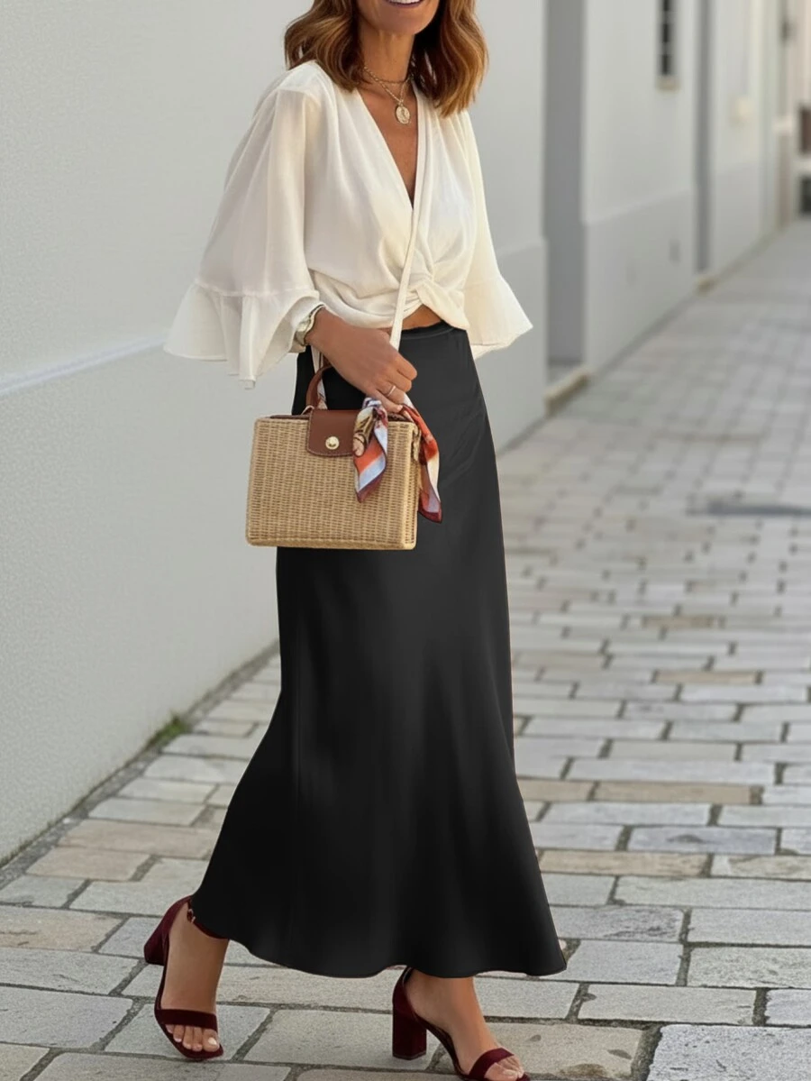 Elegant Vacation Casual Solid Color Skirt