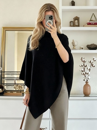 2025 Parte superior de chal cómoda y sencilla, elegante y digna, parte superior de chal de punto holgada, de moda elegante para primavera/otoño, para mujer, de corte holgado, ligera, para otoño, estilo casual de viaje y playa, versátil