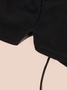 女士黑色羊毛拉法帽，防晒骑行帽，音乐节礼物 - 黑色 - 查看 4