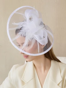 Clariva 1 pieza Sombreros fascinantes para mujer, sombreros elegantes para fiestas de té estilo años 50 Kentucky Derby, clip para el cabello con plumas para novia, boda, fiesta, velo de pajarera, diadema con flor, estilo años 20, sombrero fedora, boina, sombreros de los años 50, sombreros de iglesia con velo negro para funeral, vestidos de los años 40, sombreros tipo pillbox, accesorios Lolita para mujer y niña, regalo de cumpleaños, Día de la Madre, Navidad - Blanco - Ver 3