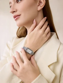 Clariva 1件优雅奢华时尚钻石珍珠手链腕表，女士生日/节日礼物/圣诞礼物 - 銀色 - 查看 2