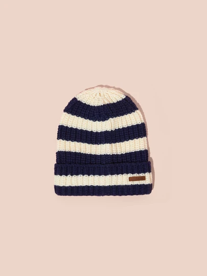 Hatastic Autumn Winter Retro Striped Knit Knitted Hat Women Thick Warm Patch Beanie Casual Brimless Cap Unisex Outdoor Cold-Proof Elastic Loose Hat Gifts