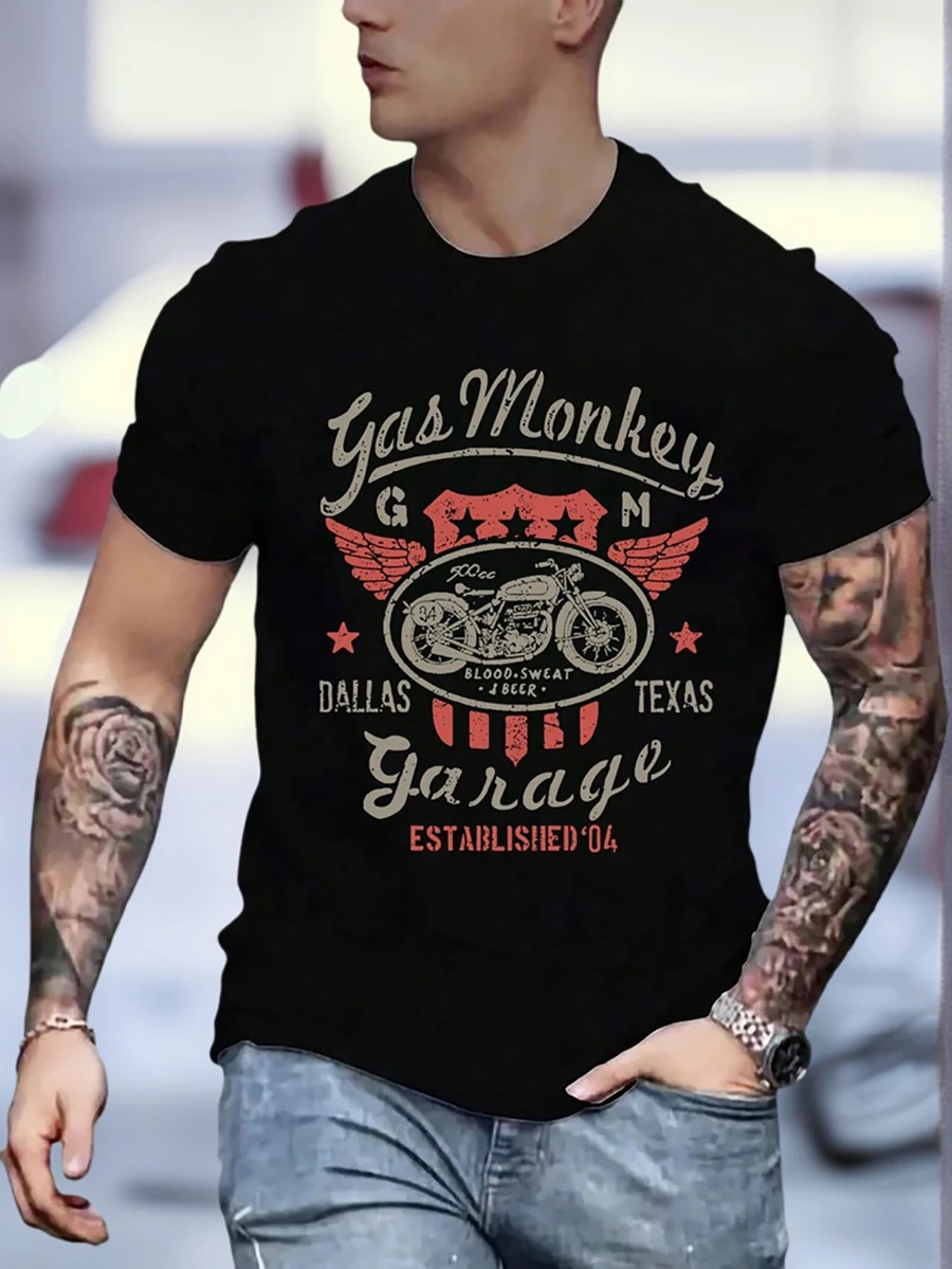 Men's Personalized Printed Short Sleeve T-Shirt, Comfortable & Breathable, Suitable For Summer Wear, Leading Fashion