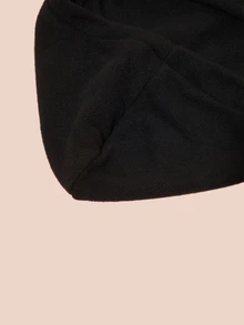 女士黑色羊毛拉法帽，防晒骑行帽，音乐节礼物 - 黑色 - 查看 3