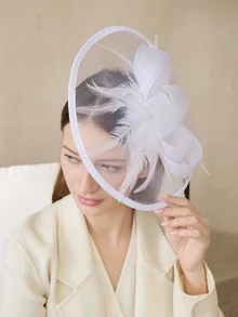 Clariva 1 pieza Sombreros fascinantes para mujer, sombreros elegantes para fiestas de té estilo años 50 Kentucky Derby, clip para el cabello con plumas para novia, boda, fiesta, velo de pajarera, diadema con flor, estilo años 20, sombrero fedora, boina, sombreros de los años 50, sombreros de iglesia con velo negro para funeral, vestidos de los años 40, sombreros tipo pillbox, accesorios Lolita para mujer y niña, regalo de cumpleaños, Día de la Madre, Navidad - Blanco - Ver 2