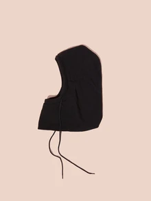 女士黑色羊毛拉法帽，防晒骑行帽，音乐节礼物 - 黑色 - 查看 2