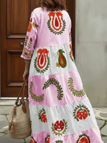 新款时尚优雅定位印花宽松叠层拼接长款衬衫女装春季 - 紫色 - 查看 2