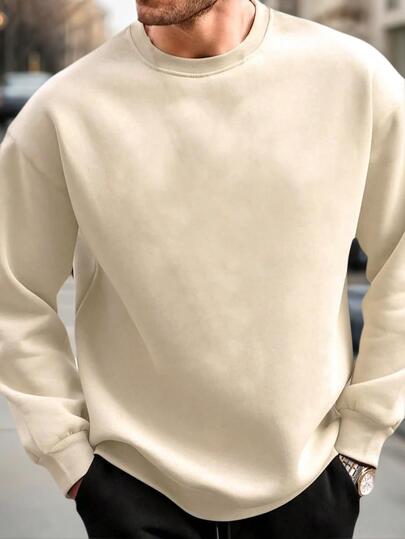 Men's All-Match Crew Neck Sweatshirt, Minimalist Design, Versatile Casual Top, Essential For Layering, Suitable For Everyday Lightweight Wear, Spring/Autumn