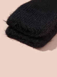 Hatastic 女士半指手套，加厚保暖露指针织手套，适合秋冬季节，防寒防写字，圣诞礼物 - A - 查看 2