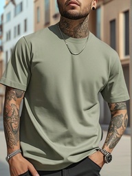 Men's Summer Solid Color Short Sleeve T-Shirt, Comfortable, Breathable,