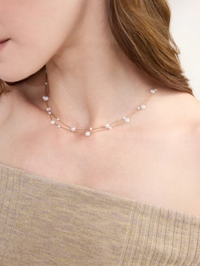 Clariva 18K Gold Plated Stainless Steel 1pc Bead Necklace, Suitable For Daily Wear And Holiday Gift, Gifts For Friends Gifts