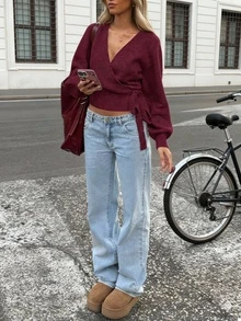 Knotted Comfortable & Elegant Cardigan Sweater, Unique Styling, Suitable For Autumn/Winter Everyday, Commuting, Dating, Travel And Various Occasions