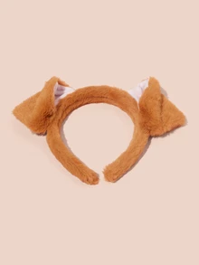 Hatastic 1个可爱毛绒小狗耳朵发箍，女士口罩清洗发箍，趣味发饰发圈，发带，发箍头箍圣诞礼物 - 彩色 - 查看 1