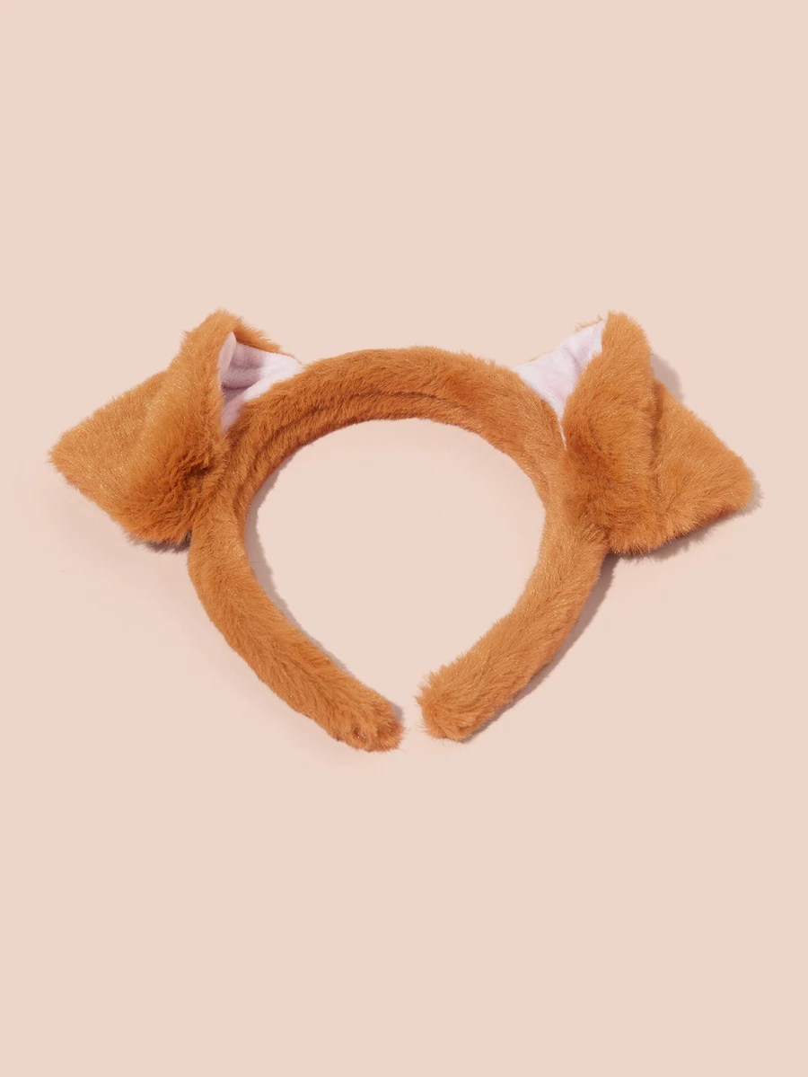 Hatastic 1个可爱毛绒小狗耳朵发箍，女士口罩清洗发箍，趣味发饰发圈，发带，发箍头箍圣诞礼物 - 彩色 - 查看 1