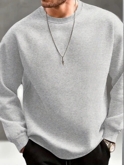 Sweat-shirt-shirt col rond tout-aller pour hommes, design minimaliste, polyvalent pour un usage casual, essentiel pour les superpositions, convient pour un port léger quotidien, printemps/automne