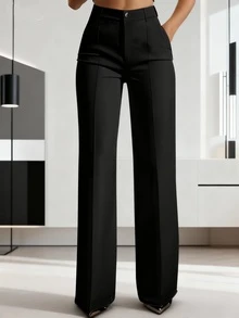 ANCHOSE Pantalones elegantes y ajustados de color negro para mujer, ideales para el trabajo, otoño