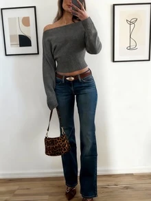 Sexy Off-Shoulder Off Shoulder Knit Sweater, Comfortable & Elegant, Suitable For Dating, Casual Gatherings, And Travel In Autumn/Winter
