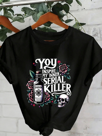 Women's Summer Rose Skull Graphic T-Shirt,Casual Comfort Top Daily Wear | Summer Outfit Women,Tops,Graphic Tee| Plus Size Women Clothes,Plus Size Tops,Tops Plus Size Women,Curvy Plus Size Clothes,Plus Tops,Plus Size T Shirts,Plus Size Maternity Clothes,Tshirts Women Plus Size,Halloween Gifts