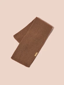 Hatastic 棕色冬季新款女士经典时尚简约百搭纯色羊毛短围巾亲肤柔软保暖围巾圣诞礼物 - 咖啡棕 - 查看 2