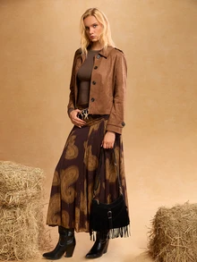 Tropiscape 流苏装饰纯色麂皮/PU便携拉链复古时尚斜挎包圣诞礼物 - 黑色 - 查看 5