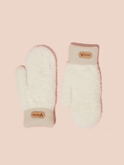 Hatastic 1双双层加厚绒面保暖手套，纯色多功能防寒手套，适合户外骑行、冬季保暖，男女通用，带绒面内衬，生日圣诞礼物。