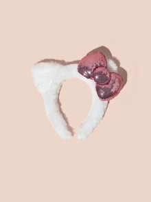 Hatastic Tom's Cat 耳朵毛絨髮箍，S 號休閒拍照髮飾，蝴蝶結髮箍，聚酯纖維，適合四季情人節，髮帶，髮箍，禮物，音樂節，返校季 - 彩色 - 查看 10