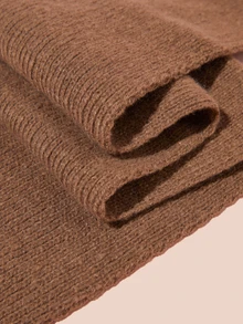 Hatastic 棕色冬季新款女士经典时尚简约百搭纯色羊毛短围巾亲肤柔软保暖围巾圣诞礼物 - 咖啡棕 - 查看 5