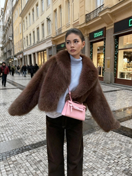 Christmas Women's Vintage High-End Faux Fur Short Jacket, Loose Version Fashion Tops For Autumn/Winter