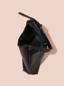 Hatastic 时尚大容量女士单肩包，设计感十足的手提包，音乐节礼物之选 - 黑色 - 查看 3