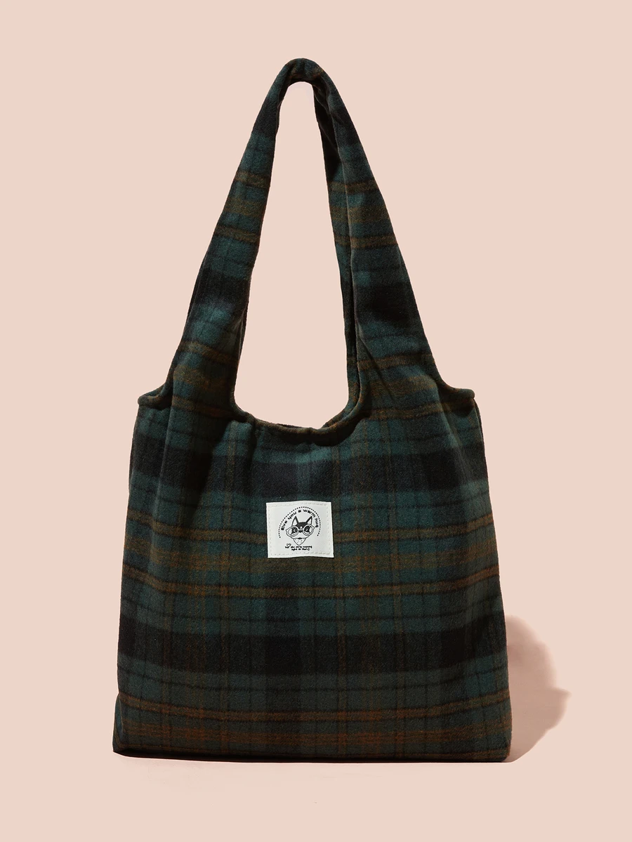 Hatastic 大容量、轻便的单件休闲时尚学院风图案可折叠可重复使用双提手开口式女士购物袋，适合度假、返校和购物，毛绒绒的，适合青少年女孩、女性、大学生，完美适用于办公室、工作、商务、通勤、大学、中学、高中、郊游、返校等场合，大容量购物袋，适合旅行、野餐、露营、户外探险，新款秋冬女士包，最佳秋季钱包，完美搭配秋季服装，女士礼物，音乐节 - 彩色 - 查看 1