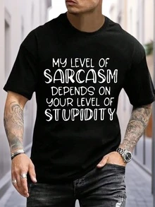 Men Slogan Graphic Tee - Black - View 2