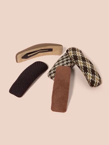 Hatastic 5 Stücke Damen Haarklemmen im Hahnentrittmuster und Streifen, aus Leder, modisch und vielseitig, 8 cm/3,15 Zoll, eleganter und minimalistischer Stil, geeignet für den täglichen Gebrauch, Partys, Pendeln, Urlaub, Frisuren und Kosmetik zum Kombinieren mit Kleidung und Accessoires, Schul-Haarklammern, Haarspangen, Schulsachen, College Weihnachtsgeschenke - Verschiedenfarbig - Übersicht 4
