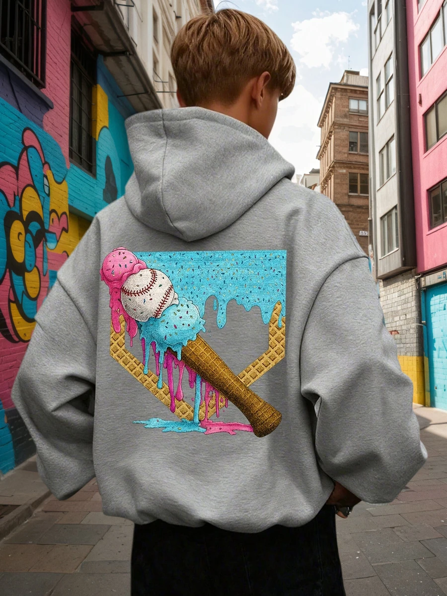 1件装青少年男童保暖连帽卫衣,温暖舒适,休闲套头衫,适合青少年男童秋冬季穿着 - 灰色 - 查看 1