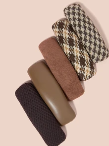 Hatastic 5 Stücke Damen Haarklemmen im Hahnentrittmuster und Streifen, aus Leder, modisch und vielseitig, 8 cm/3,15 Zoll, eleganter und minimalistischer Stil, geeignet für den täglichen Gebrauch, Partys, Pendeln, Urlaub, Frisuren und Kosmetik zum Kombinieren mit Kleidung und Accessoires, Schul-Haarklammern, Haarspangen, Schulsachen, College Weihnachtsgeschenke - Verschiedenfarbig - Übersicht 2