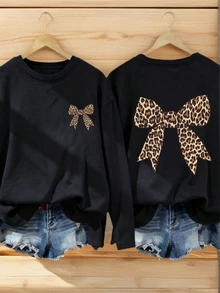 1pc Tween Girl Casual Butterfly Print Long Sleeve T-Shirt, Comfortable Layering Top For Young Students, Autumn/Winter - Black - View 1