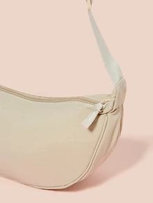 Hatastic 轻便可折叠尼龙斜挎包，休闲单肩包，大容量拉链封口，圣诞礼物 - 米色 - 查看 4