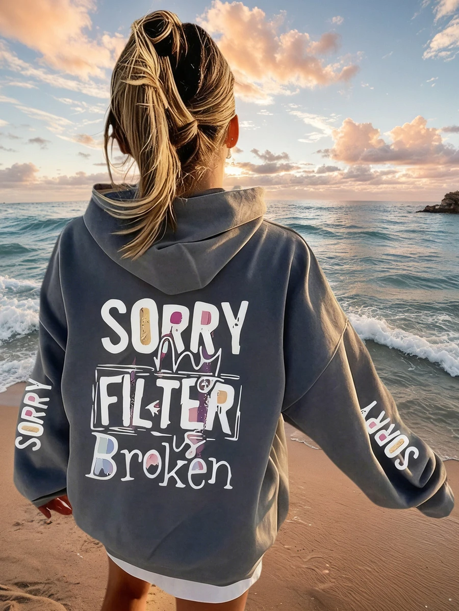 1pc Tween Girl Thermal Lined Thick Warm Hoodie Sweatshirt, Young Student Clothing, Suitable For Kids Autumn/Winter Long Sleeve Top - Dark Grey - View 1