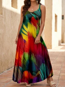 Plus Size Women's Fashion Casual Graffiti Print Dress