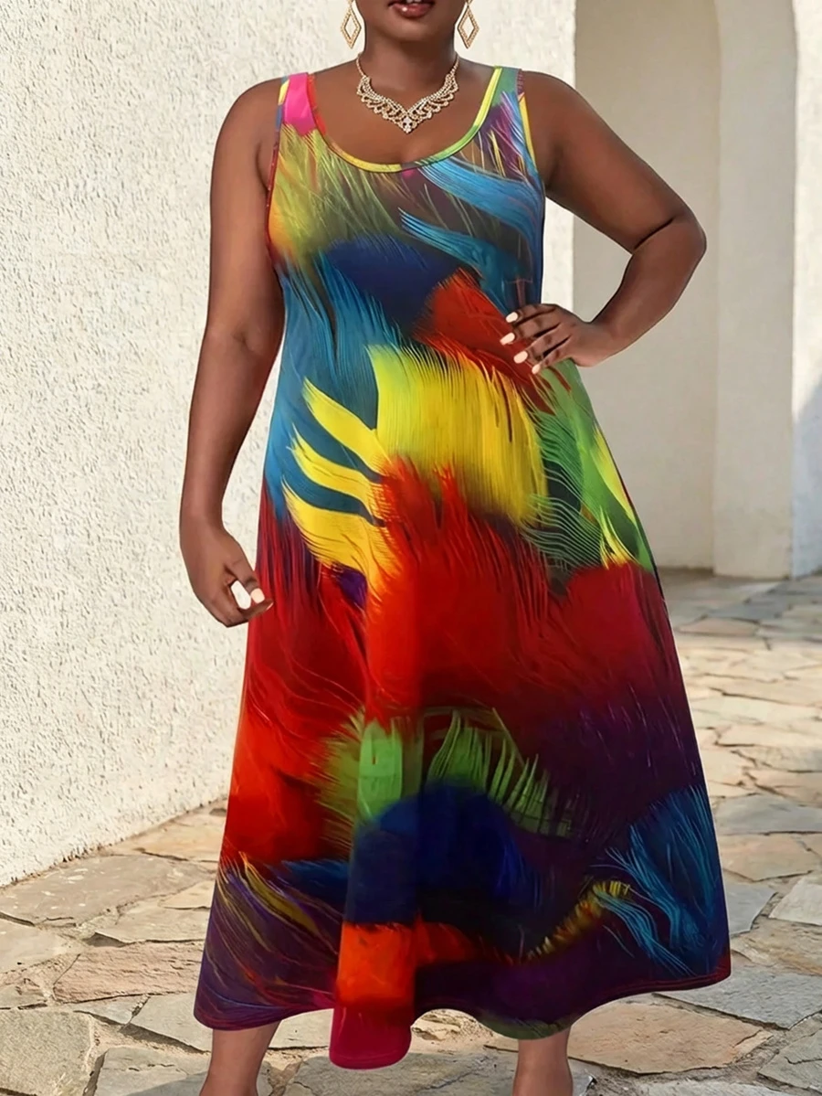 Plus Size Women's Fashion Casual Graffiti Print Dress