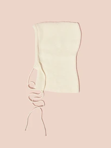 Hatastic 1pc Unisex Fashion Winter Knitted Hooded Neck Warmer, Drawstring Balaclava Hat, Warm & Versatile Gifts - Beige - View 3