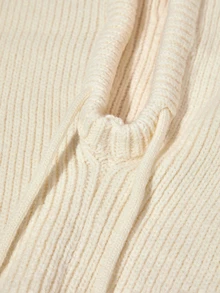 Hatastic 1pc Unisex Fashion Winter Knitted Hooded Neck Warmer, Drawstring Balaclava Hat, Warm & Versatile Gifts - Beige - View 4