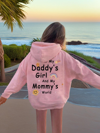 1 st flickor casual tryckt pullover hoodie, varm termofodrad, långärmad, höst-/vinterkläder för studentungdom - rolig och färgglad hoodie som inspirerar fantasin hos varje barn