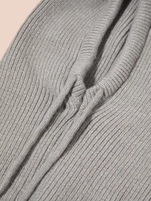 Hatastic 1件男女通用时尚冬季针织连帽围脖，抽绳拉法帽，保暖百搭的圣诞礼物 - 灰色 - 查看 3